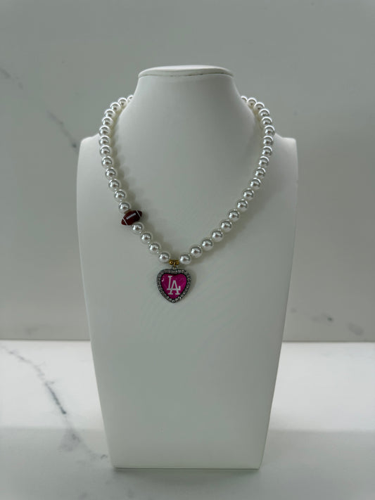 Collana ROSA FLUO L.A + charms FOOTBALL