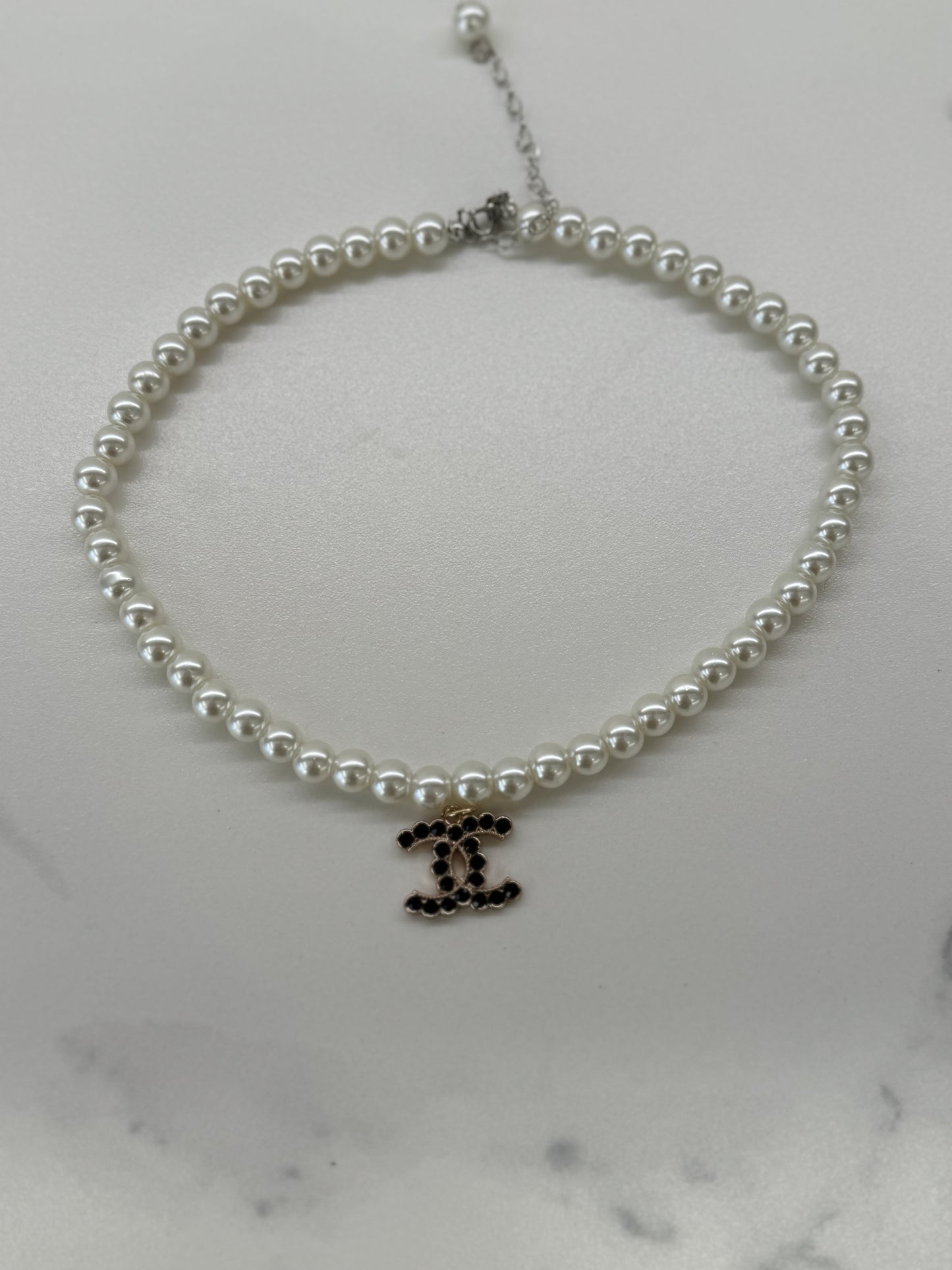 Collana CC Vintage Black Strass Logo