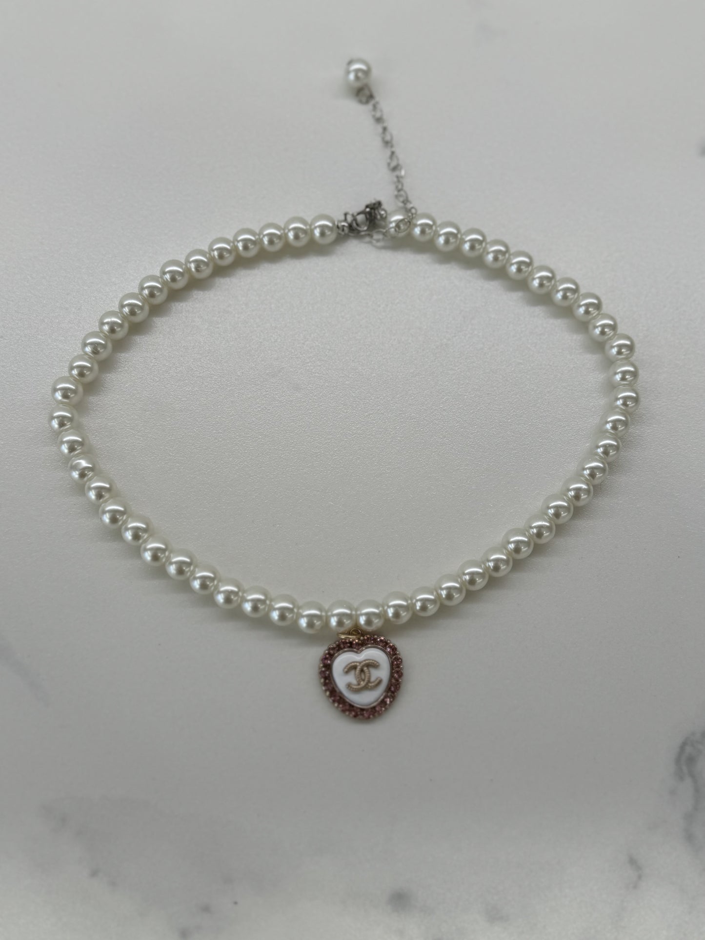Collana CC Vintage White strass Pink