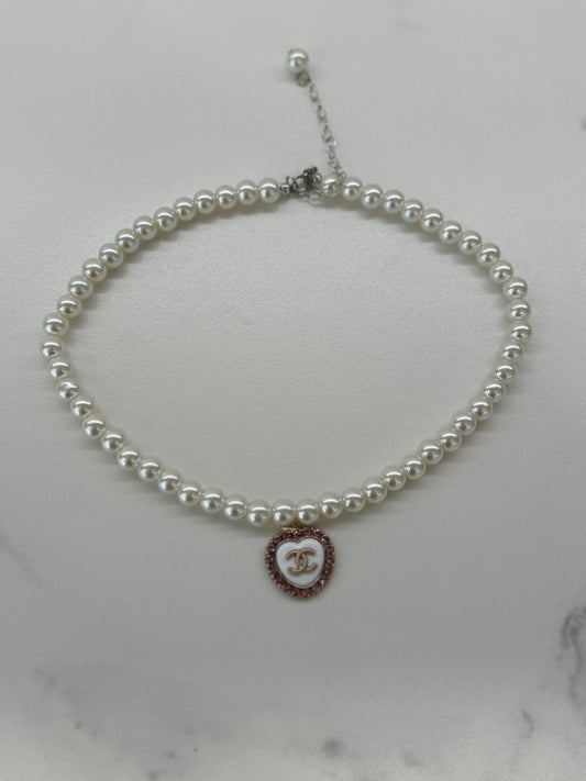 Collana CC Vintage White strass Pink