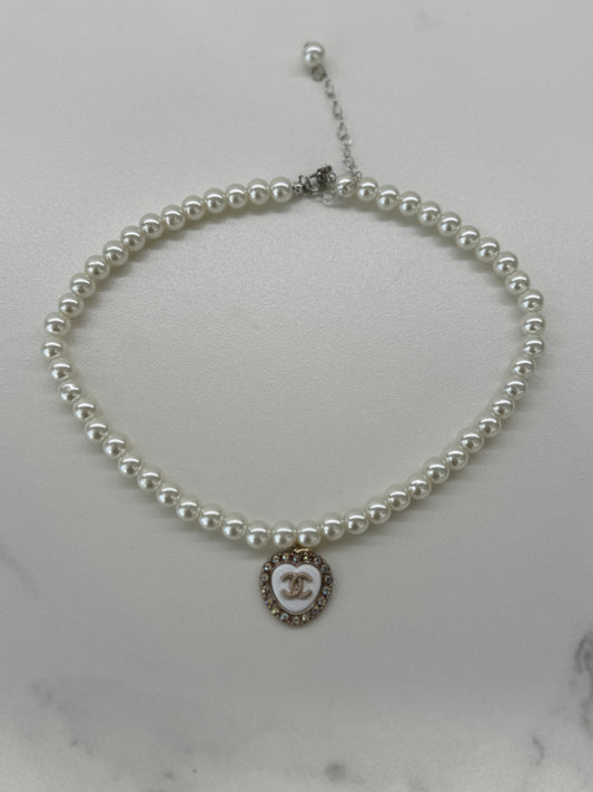Collana CC Vintage olografico strass White