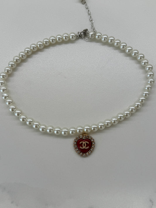 Collana CC Vintage strass Bordeaux
