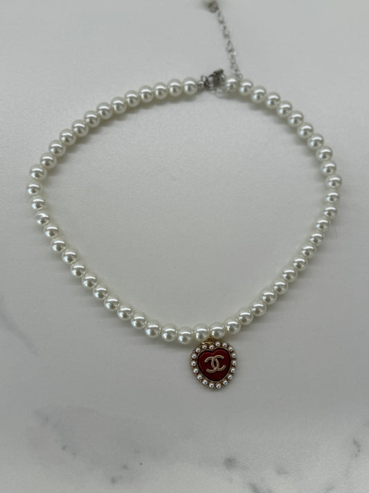 Collana CC Vintage Bordeaux Perla
